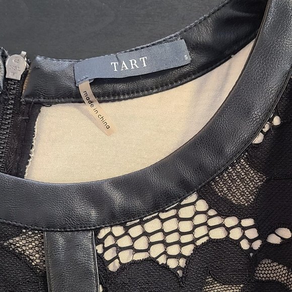 Tart Black Lace Overlay Floral Crew Neck Above Knee Sz Small Dress - Picture 5 of 7